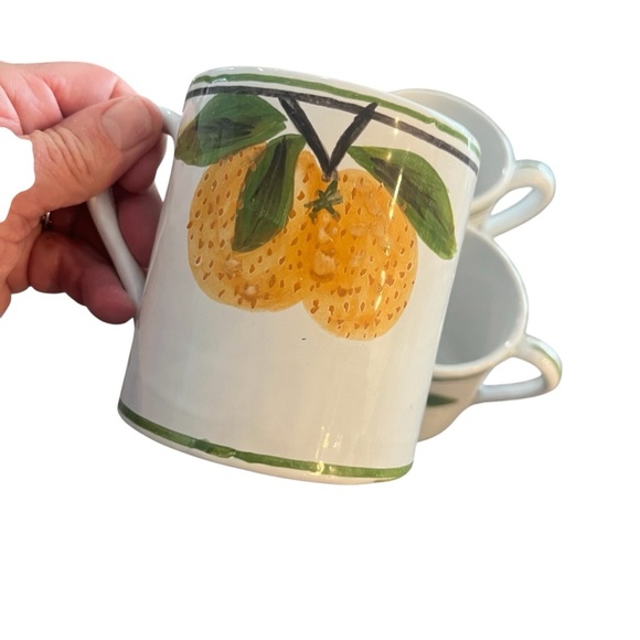 Set of Four Italian Mugs Hand Painted Persimmons Signed - Picture 3 of 11